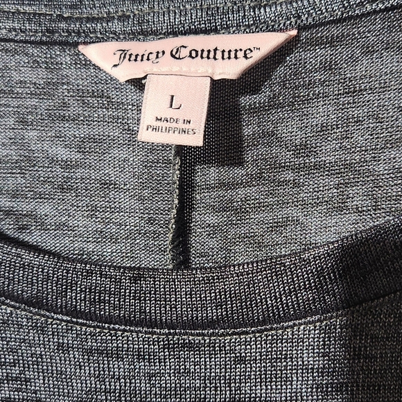 π Juicy Couture Grey Bling Cold Shoulder Blouse Size Large *FLAW* - Picture 3 of 9